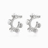 Brincos C com Pérolas 27x27mm BR1294 - Aço Inox Prateado