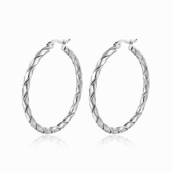 Brincos de Argola 40mm BR1540 - Aço Inox Prateado