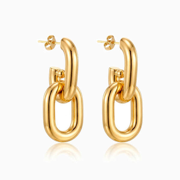 Brincos de Argola em Aço Inoxidável 34x14mm