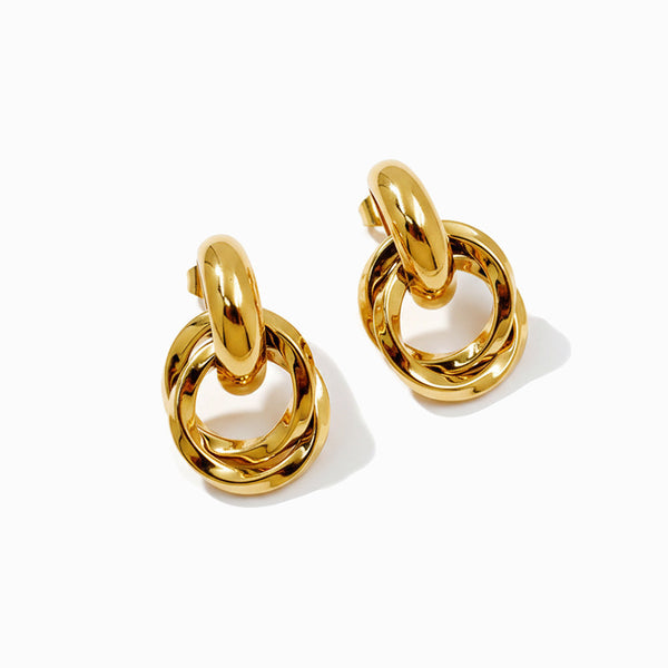 Brincos Geométricos 30x17mm BR1520 - Aço Inox Dourado