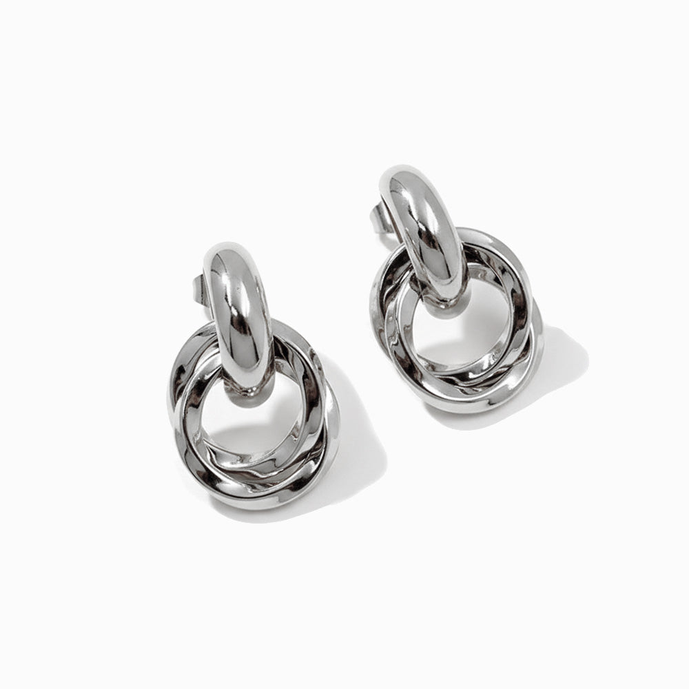 Brincos Geométricos 30x17mm BR1520 - Aço Inox Prateado