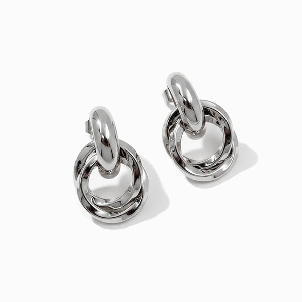 Brincos Geométricos 30x17mm BR1520 - Aço Inox Prateado
