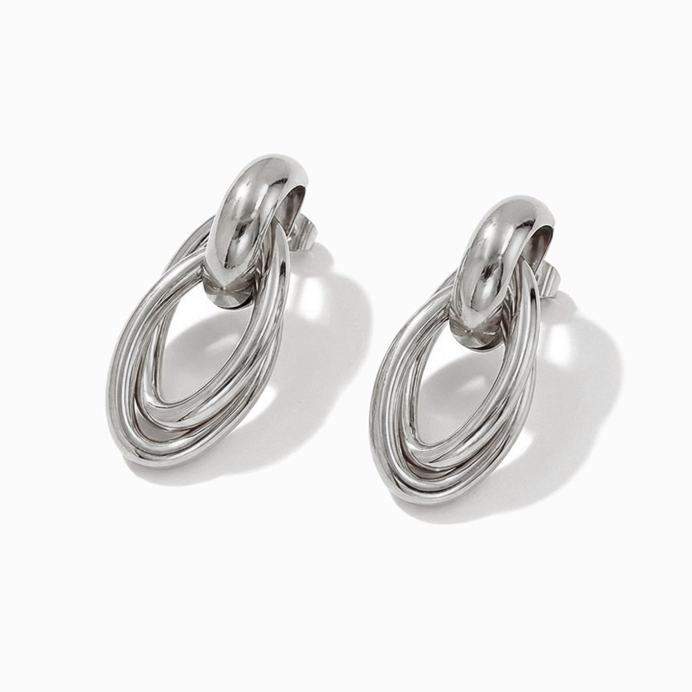 Brincos Geométricos em Aço Inoxidável 35x15mm