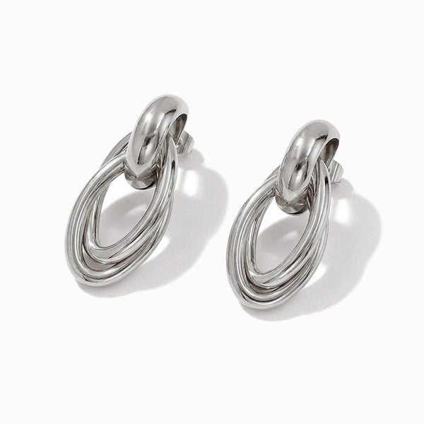 Brincos Geométricos em Aço Inoxidável 35x15mm