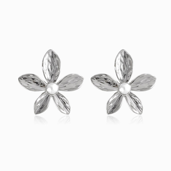 Brincos Flor 35x35mm BR3043 - Aço Inox Prateado