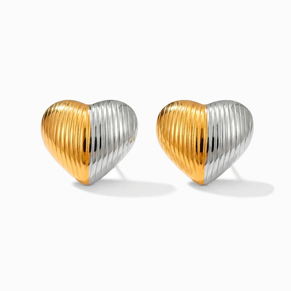 Brincos Coração Bicolor 24x21mm BR1558 - Aço Inox
