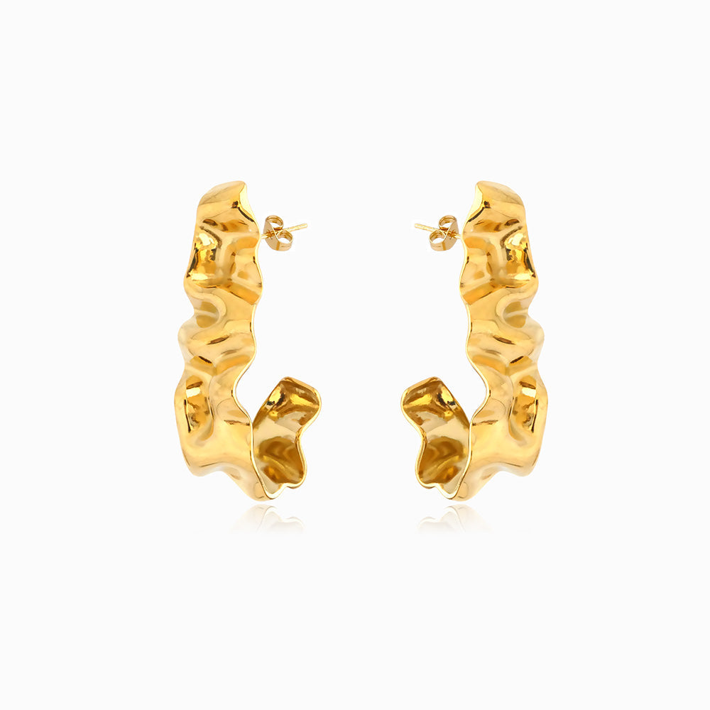 Brincos Geométricos 38x16mm BR1384 - Aço Inox Dourado