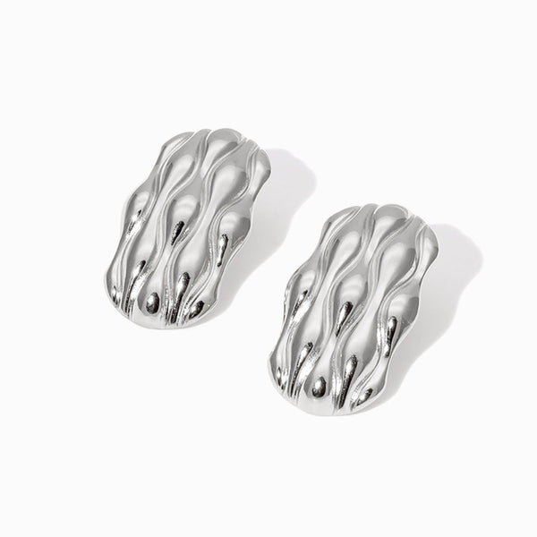 Brincos Geométricos 30x17mm BR1417- Aço Inox Prateado