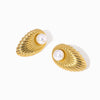Brincos Geométricos 24x16mm BR1430 - Aço Inox Dourado