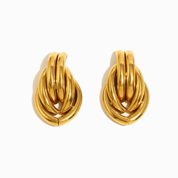 Brincos Geométricos em Aço Inoxidável 31x19mm