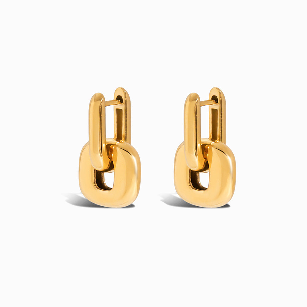 Brincos Geométricos 20x13.5mm BR1498 - Aço Inox Dourado