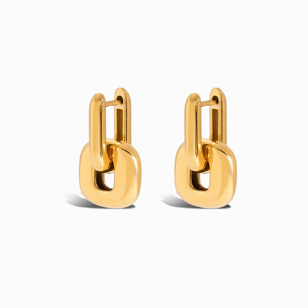 Brincos Geométricos 20x13.5mm BR1498 - Aço Inox Dourado