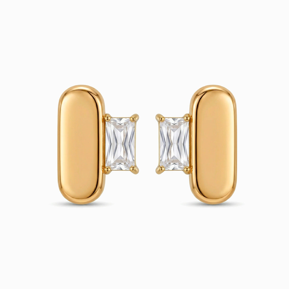 Brincos com Zircónia em Aço Inoxidável 18x12mm