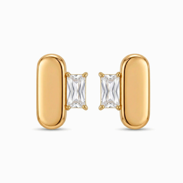 Brincos com Zircónia em Aço Inoxidável 18x12mm