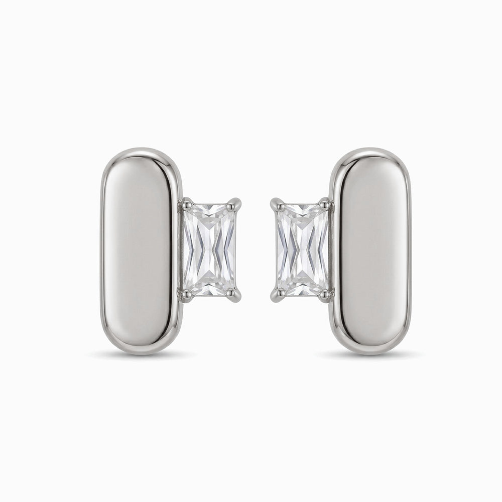 Brincos com Zircónia em Aço Inoxidável 18x12mm
