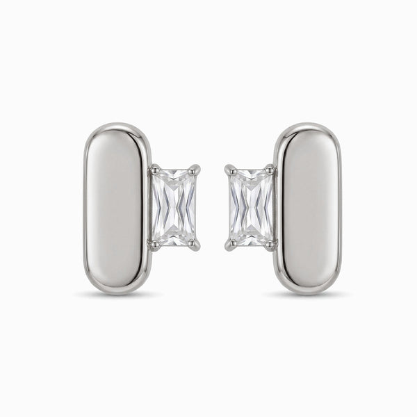 Brincos com Zircónia em Aço Inoxidável 18x12mm