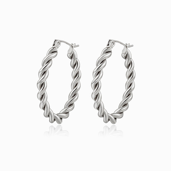 Brincos Torcidos 33x25mm BR1432 - Aço Inox Prateado