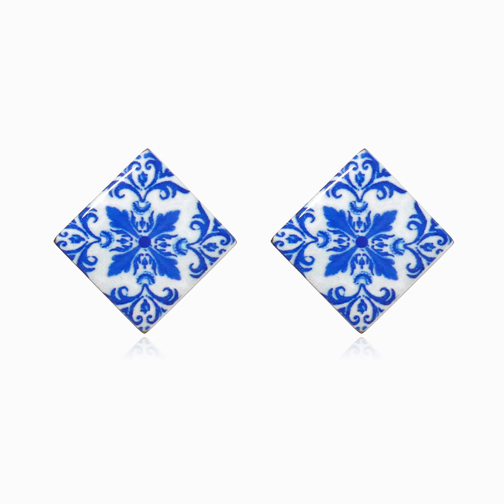 Brincos Azulejo 30x30m BR1562 - Aço Inox com Resina