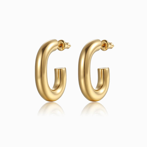 Brincos 26x18mm BR1040 - Aço Inox Dourado