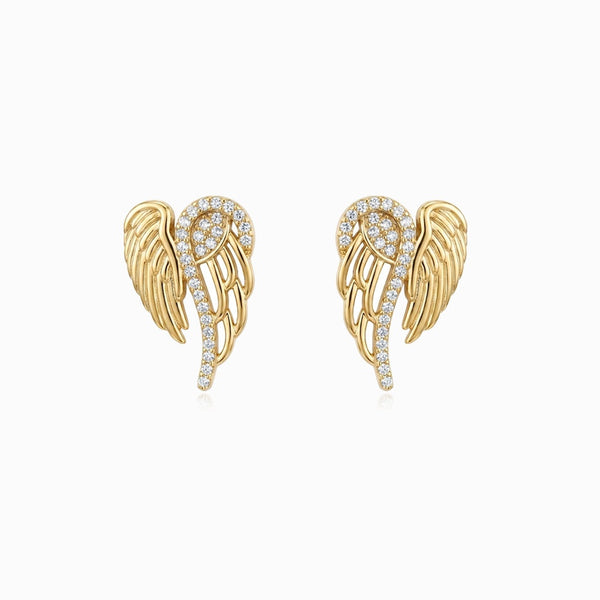 Brincos Asas de Anjo com Brilhantes BR1917D-MBE025 - Aço Inox