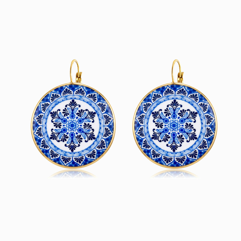 Brincos Azulejo em Aço Inoxidável 38x31mm