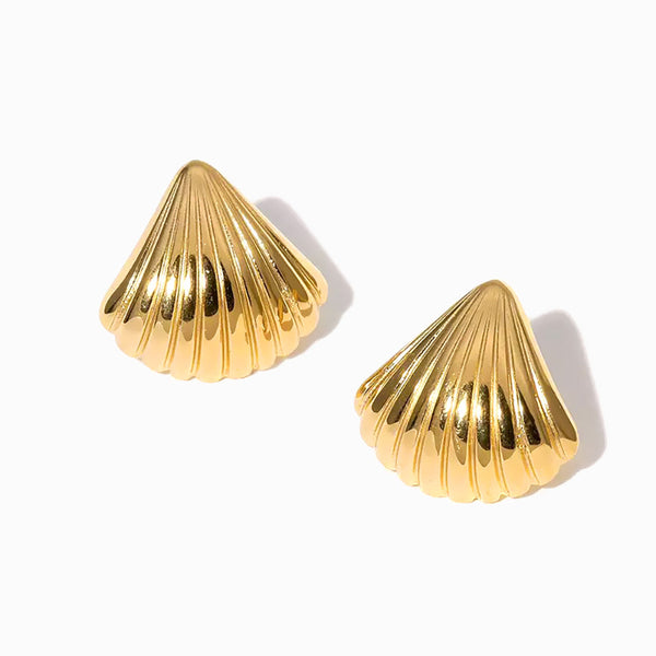 Brincos Concha 18x17mm BR1141 - Aço Inox Dourado