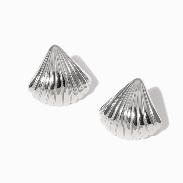 Brincos Concha 18x17mm BR1141 - Aço Inox Prateado