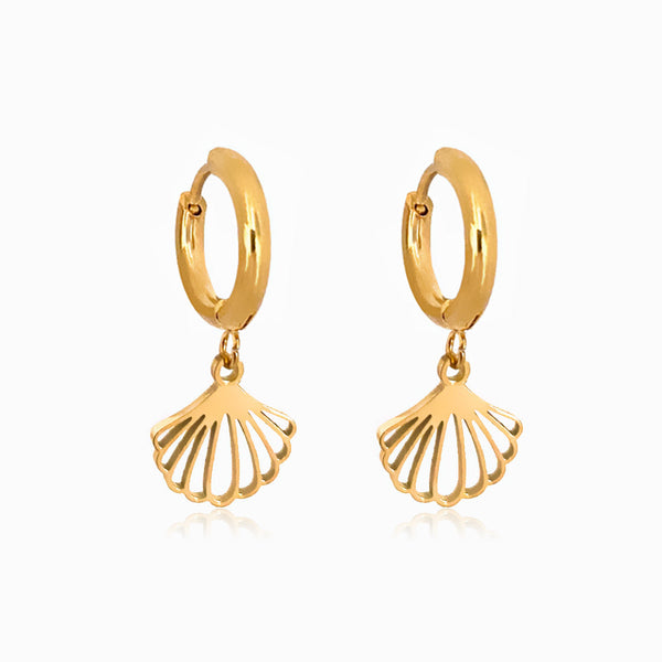 Brincos Concha BR1218 - Aço Inox Dourado