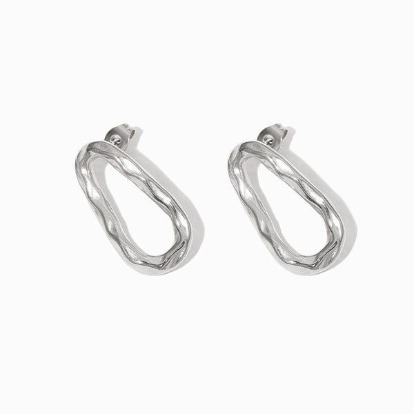 Brincos Fashion 25x13mm BR1138 - Aço Inox Prateado