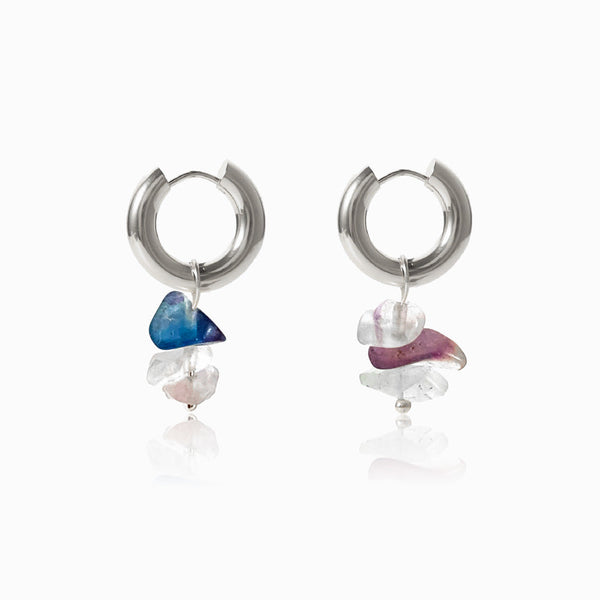 Brincos Fluorita BR1209 - Aço Inox Prateado
