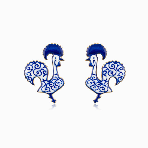 Brincos Galo de Barcelos em Aço Inoxidável 25x17mm