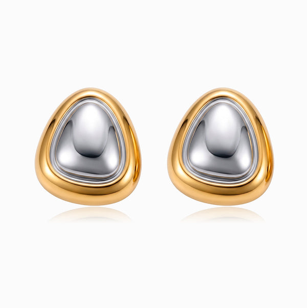 Brincos Geométricos Bicolor 27x23mm BR1685 - Aço Inox