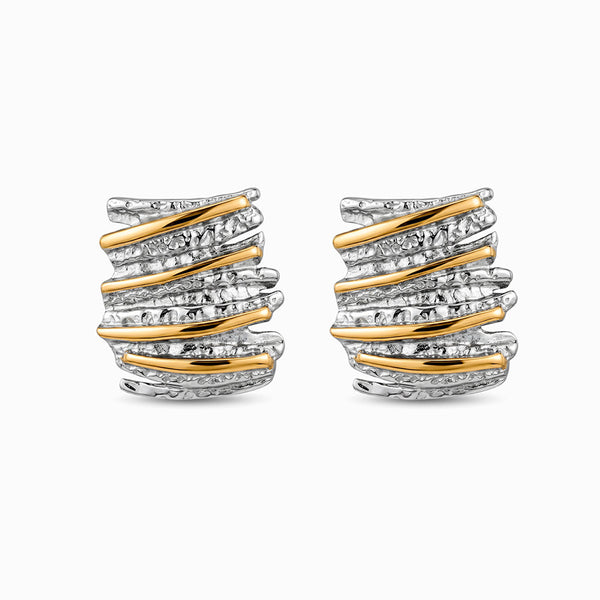 Brincos Geométricos Bicolor 28x27mm BR1688 - Aço Inox
