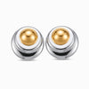 Brincos Geométricos Bicolor 33x33mm BR1687 - Aço Inox