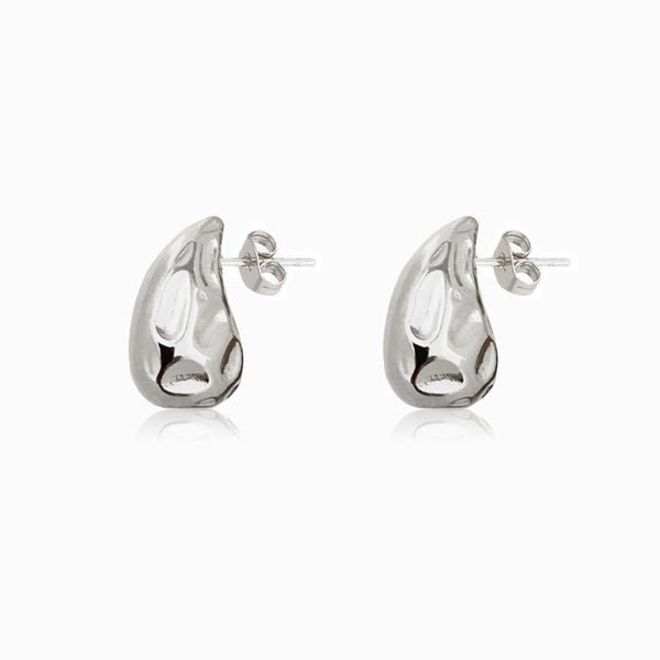Brincos Gota com Detalhes 18x11mm BR1162 (Maciço) - Aço Inox Prateado