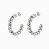Brincos Torcidos 32x32mm BR1128 - Aço Inox Prateado