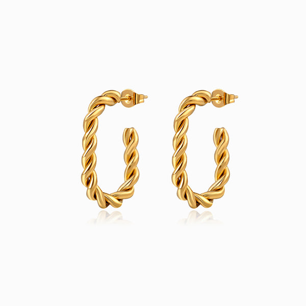 Brincos Torcidos 24x16mm BR1136 - Aço Inox Dourado