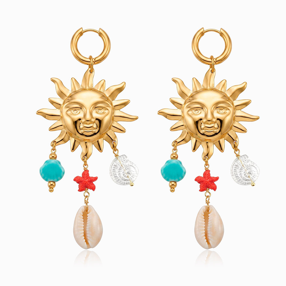 Brincos Sol em Aço Inoxidável 105x46mm