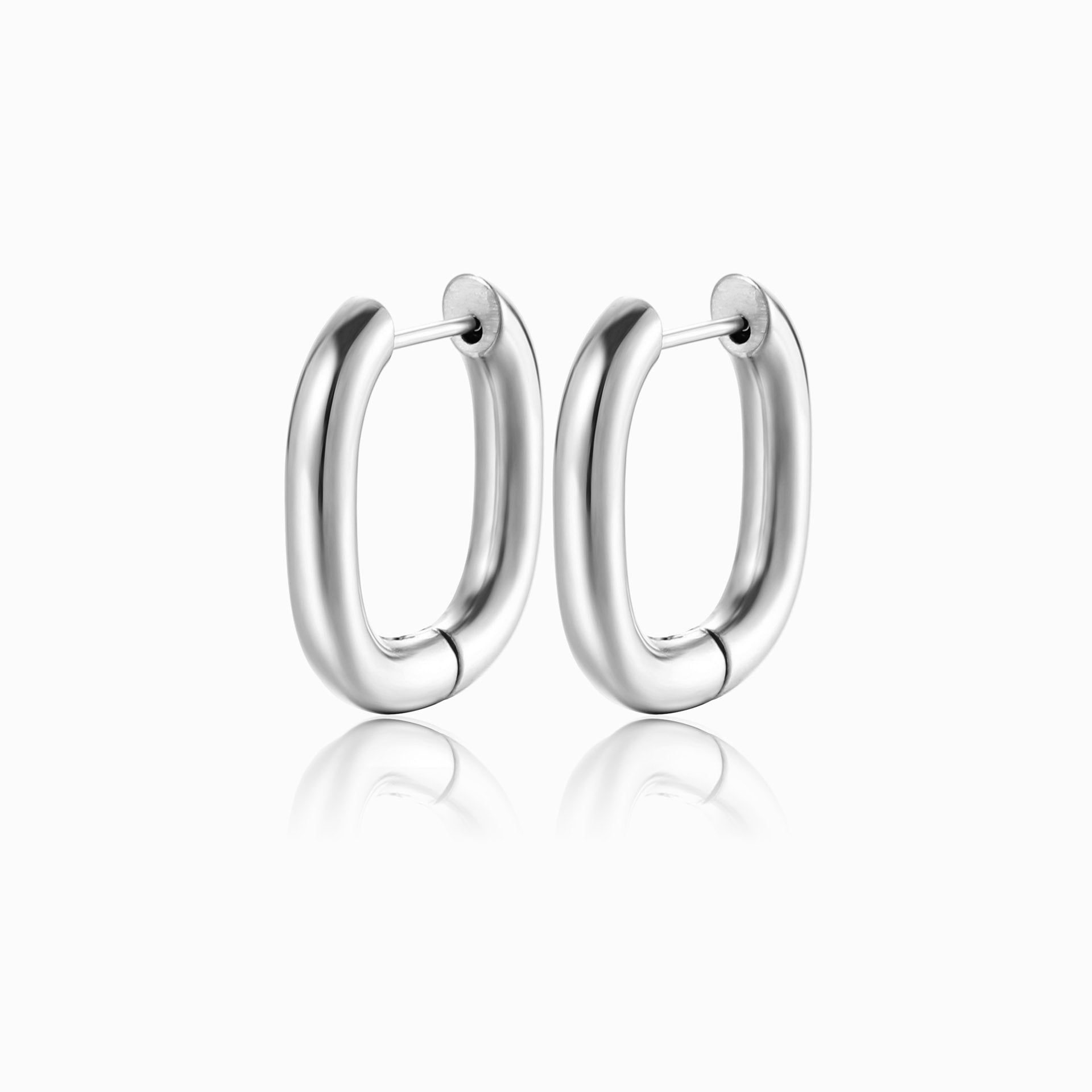 Brincos Aço Inox Prateado 24x20mm