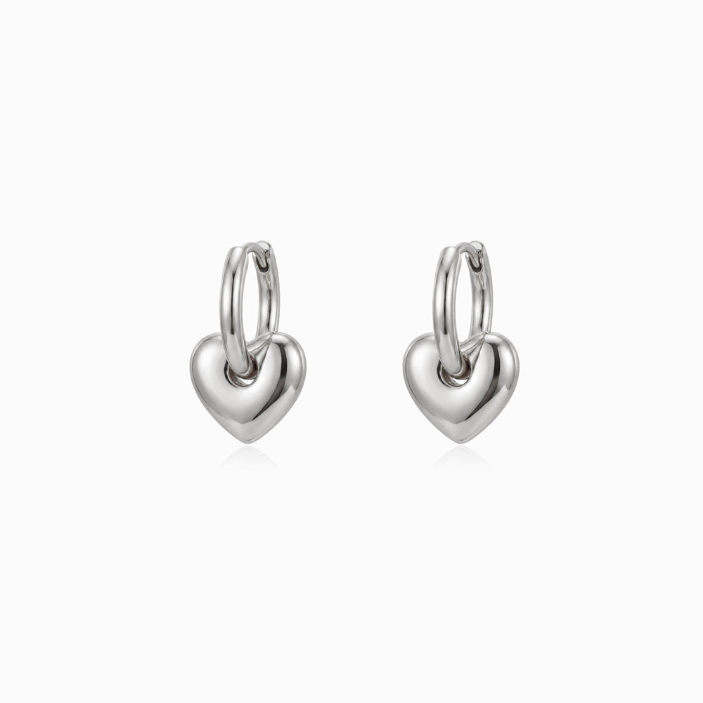 Brincos de Argola com Coração BR1753P-MBE015 - Aço Inox