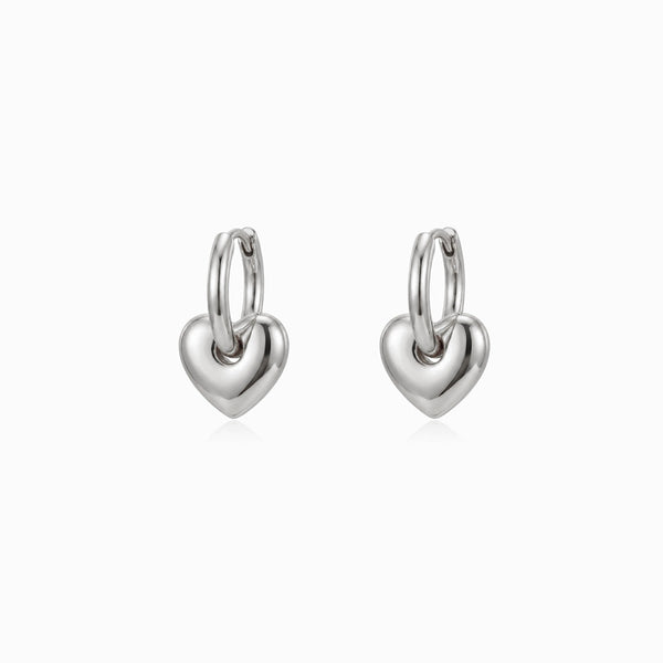 Brincos de Argola com Coração BR1753P-MBE015 - Aço Inox
