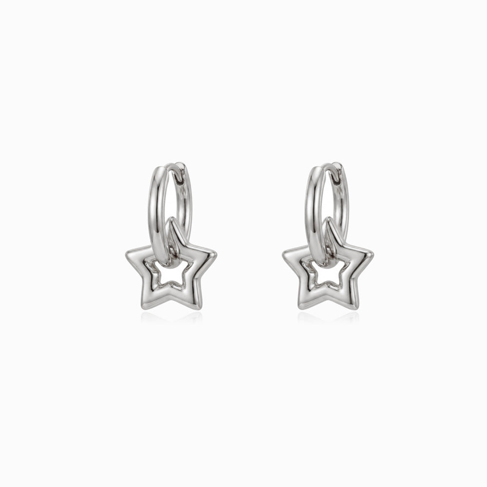 Brincos de Argola com Estrela BR1755P-MBE015 - Aço Inox