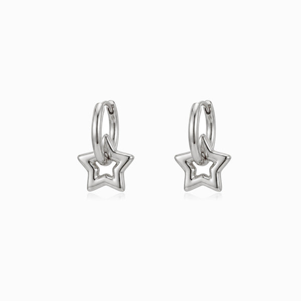Brincos de Argola com Estrela BR1755P-MBE015 - Aço Inox