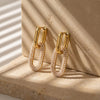 Brincos de Argola com Pérola em Aço Inoxidável 31x12mm