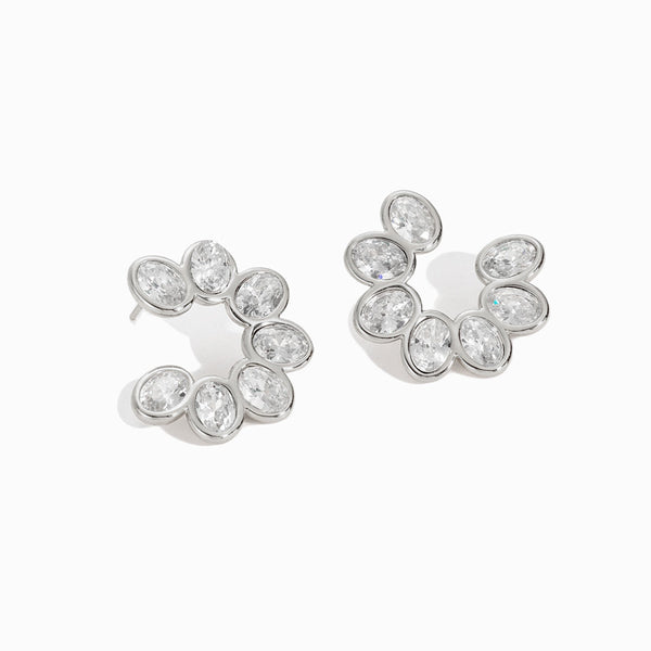 Brincos de Argola com Zircónia 28x27mm BR1698 - Aço Inox