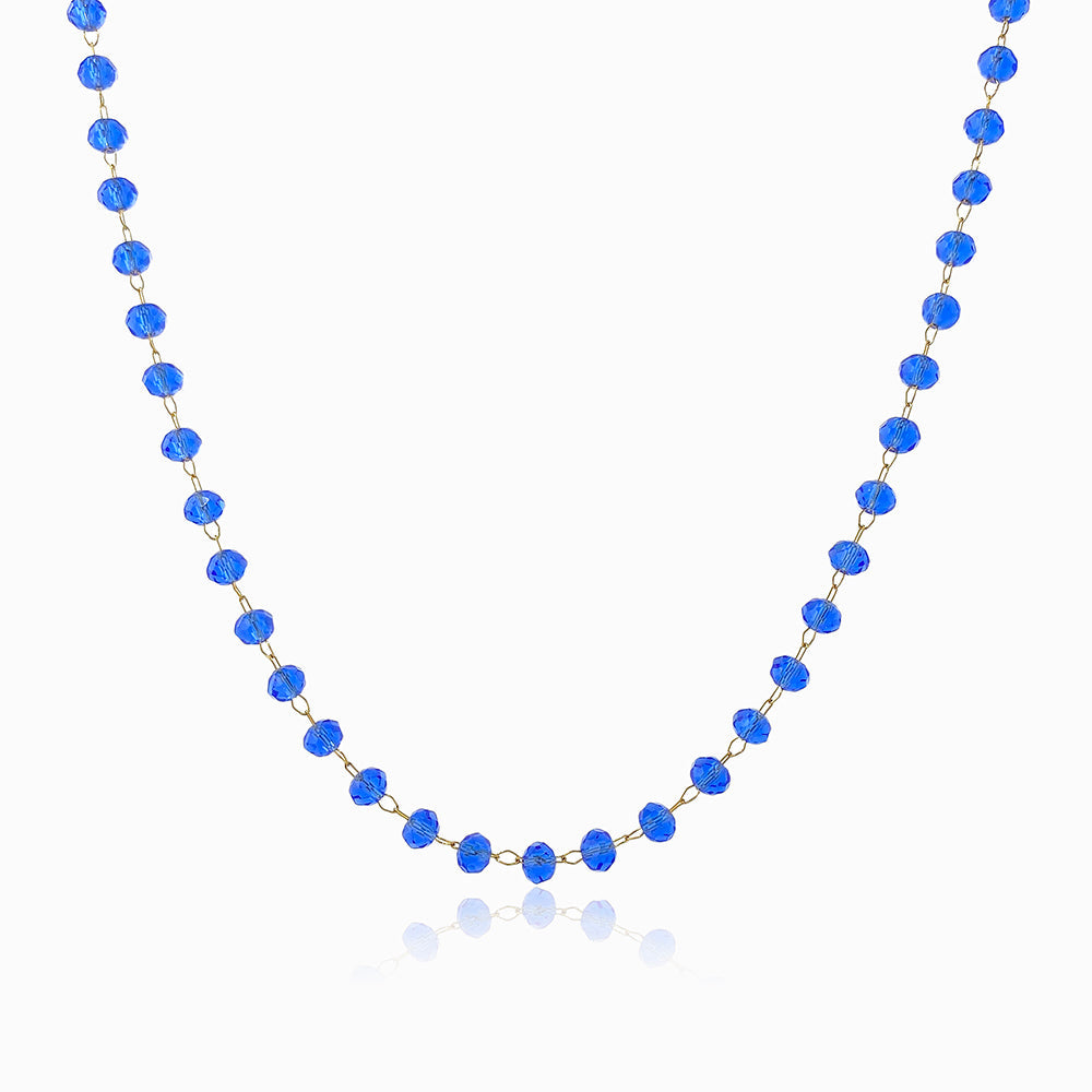 Colar com Cristal Azul CL1979 - Aço Inox