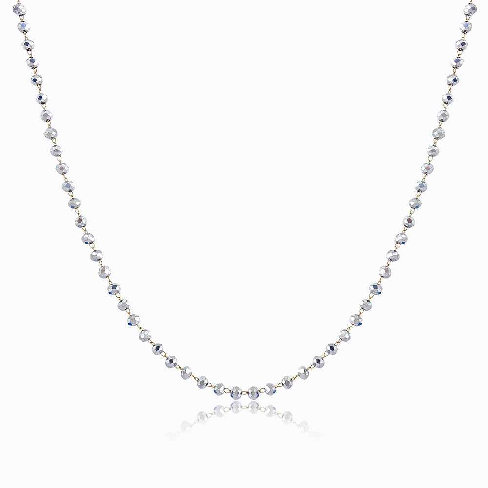 Colar com Cristal Prateado CL1968 - Aço Inox