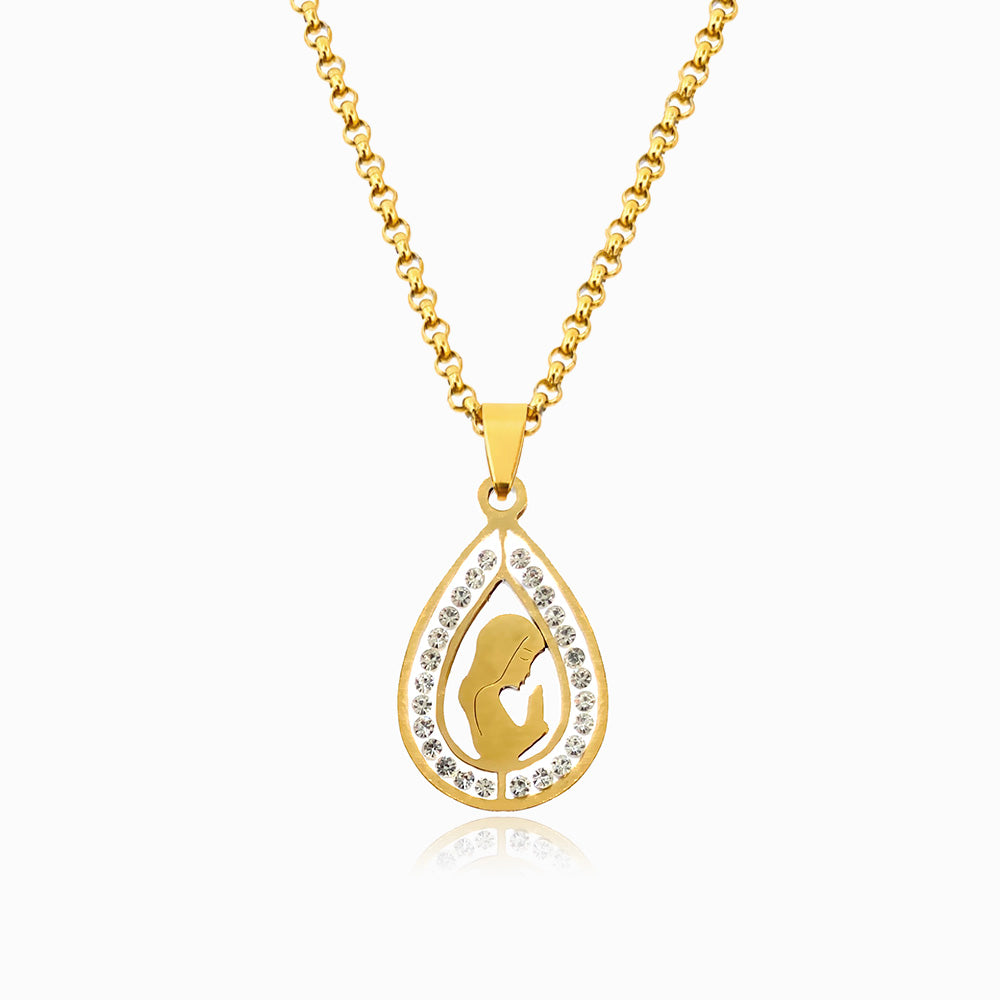 Colar com Nossa Senhora CL1696 - Aço Inox Dourado