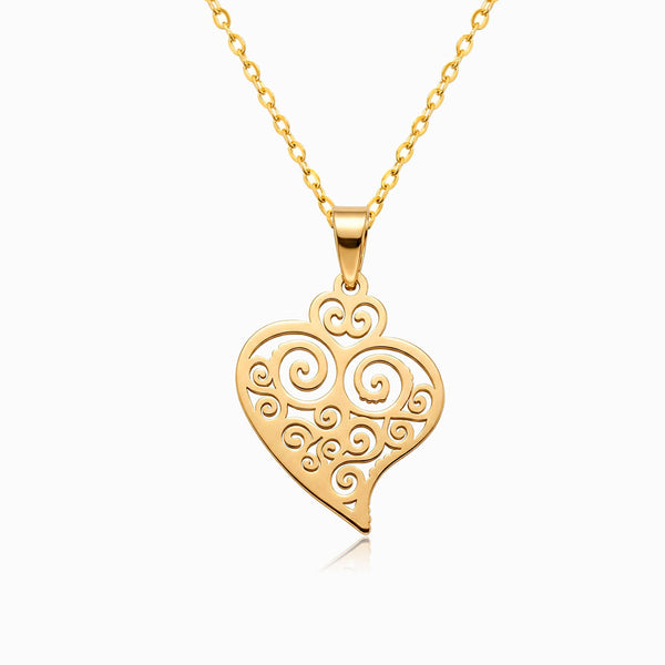 Colar Coração de Viana CL0129 - Aço Inox Dourado