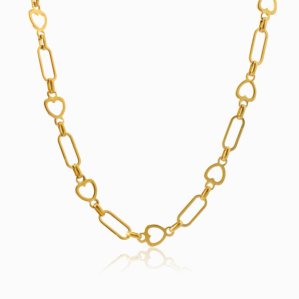 Colar de Corrente com Coração CL1982 - Aço Inox